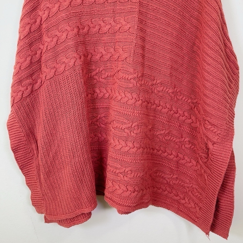 Abercrombie & Fitch Pumpkin Spice Orange Chunky Cable Knit Poncho Sweater - Picture 15 of 16